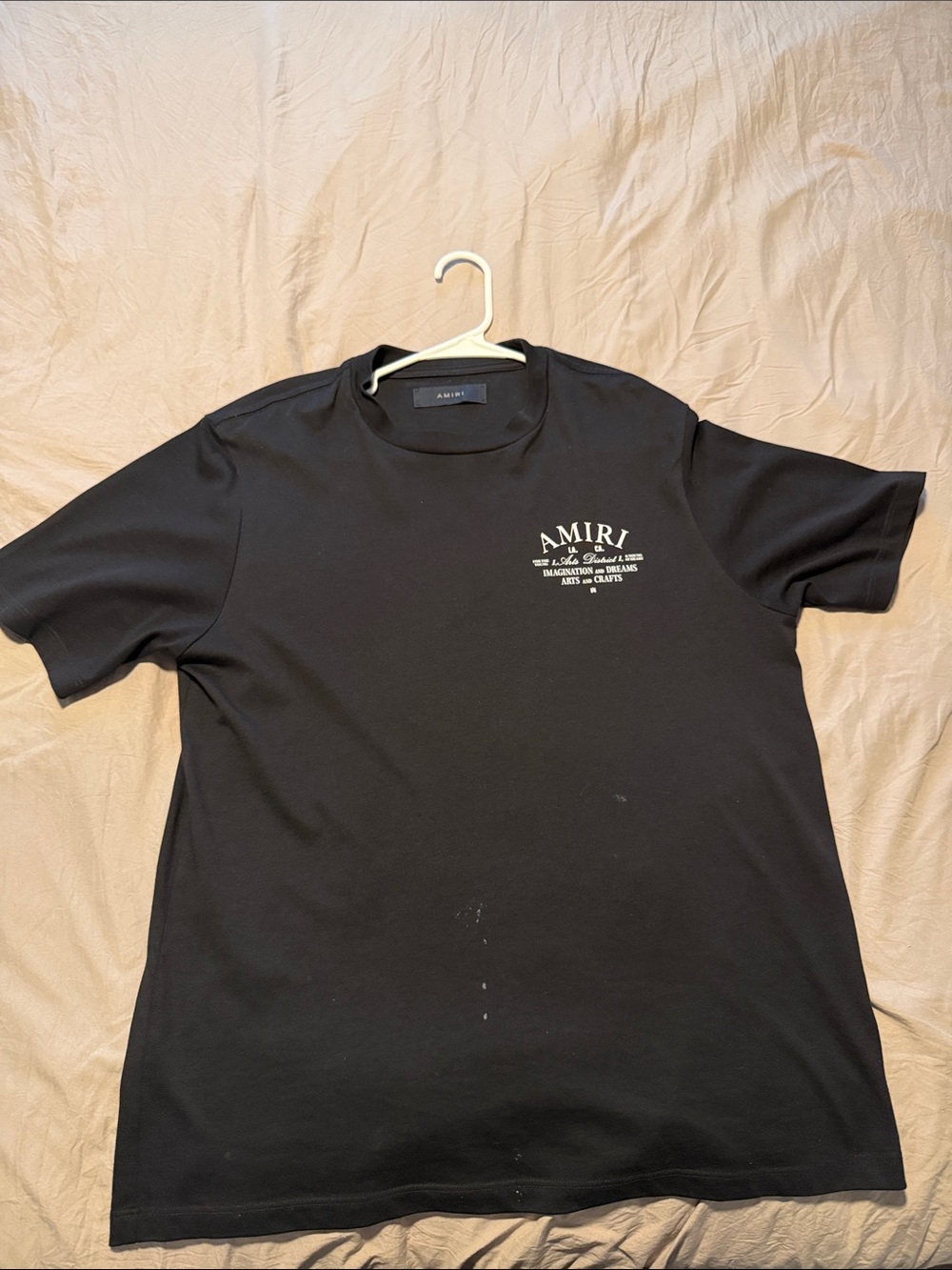 AMIRI Black Short Sleeve Crew with White Chest Logo